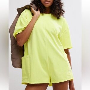 FREE PEOPLE MOVEMENT HOT SHOT TEE ROMPER in Sour Citrus sz XS, XL